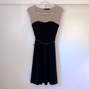 Belted color block dress